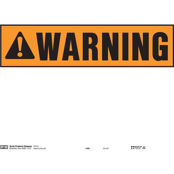 Hy-Ko Warning Sign 10" x 14", 5PK A20367
